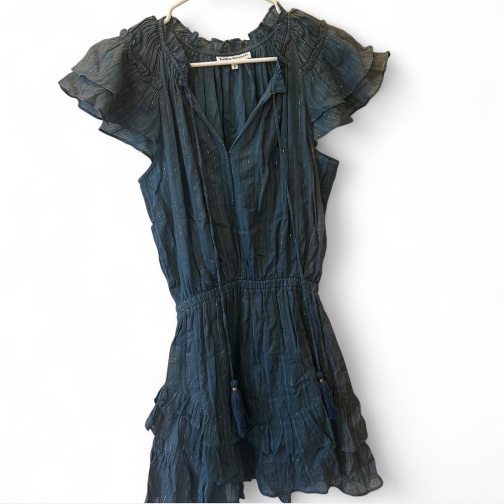 Karina Grimaldi Turquoise and Gold Dress